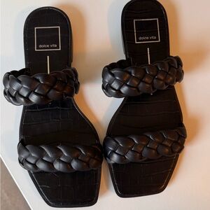 Dolce Vita Black Braided Slide Sandals